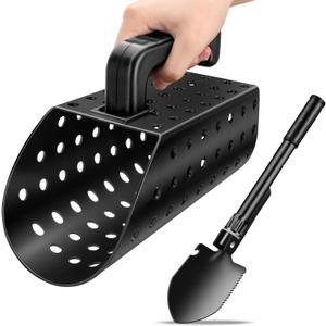 Dmyond Metal Detector Accessories - Includes Sand Scoop for Metal Detecting, Collapsible Shovel, for Beach Shelling, Sand Sifter, Digging Loosening Planting