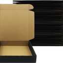 24 Pack 10 x 10x 2 Inches Shipping BoxesBlack 3 Layers Corrugated Cardboard Box, Mailer Boxes for Packaging Small Business Mailing Gifts Digest Giving Products Wrap Boxes (10''x10''x2'')
