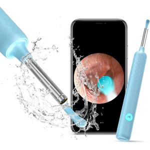 2 x DJROLL Ear Wax Removal, Earwax Remover Tool, Ear Camera, Ear Scope with Ear Wax Cleaner Tool Compatible with iPhone, iPad, Android Smart Phones (Blue)