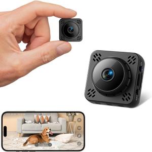Mini Camera, 4K HD WiFi Nanny Cam - Surveillance WiFi Camera with 1-Year Cloud Storage, Motion Detection & Night Vision, No WiFi Needed Camera with Magnetic Mount for Pet/Baby/Nanny (Black)