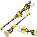 2-IN-1 Electric Pole Pruning Shears Cordless Compatibility with DEWALT 20V MAX Battery, 1.6" Cutting Diameter Pruner, 14.8 FT MAX Extension Pole Saws for Tree Trimming, LCD Display, (NO Battery)