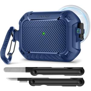 MOBOSI for AirPods Pro 3 Case, Compatible with AirPods Pro 3rd Generation Case Cover [Compatible with MagSafe] with Lock&Keychain&Cleaner Kit, Full Body Shockproof Protective Hard Shell (2025), Blue