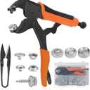 HUGEBO Heavy Duty Snap Fastener Tool Kit,Snap Setter Tool with 50 Sets of Snaps and Fastener Pliers, Perfect for Repairing Boat Covers, Metal Snaps, Canvas, Sewing, and Tarps.