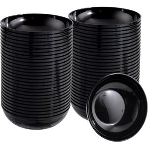 bUCLA 50Pack Black Plastic Bowls - 10oz Disposable Black Plastic Salsa/Serving Bowls - Ideal for Party & New Year