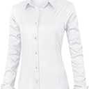 siliteelon Womens Classic-Fit Dress Shirts Long Sleeve Button Down Wrinkle-Free Stretch Solid Casual Work Office Blouse Top, Size: S