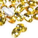 Gold Yellow Glass Rhinestones, 50Pcs Flat Back Rhinestones Bulk, 18x25mm Large Glass Crystal Oval Rhinestone Gems for Crafts, Jewelry Making, Clothing, Shoes