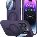 for iPhone 14 Pro Max Case with Camera Cover Stand [Built-in 9H Camera Lens Protector][Fit for Magsafe] Military Grade Shockproof Translucent Matte Magnetic Phone Case 6.7", Purple