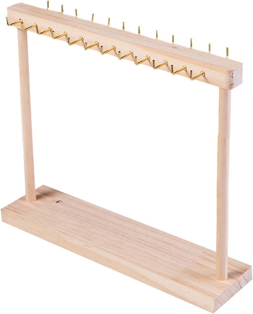 1Pc Wooden Jewelry Organizer Shelf Necklace Storage Rack Jewelry Display Stand Necklace Tabletop Holder Jewelry Hanger Display with 24 Gold Hook for Displaying Selling Jewelry Necklaces Bracelets