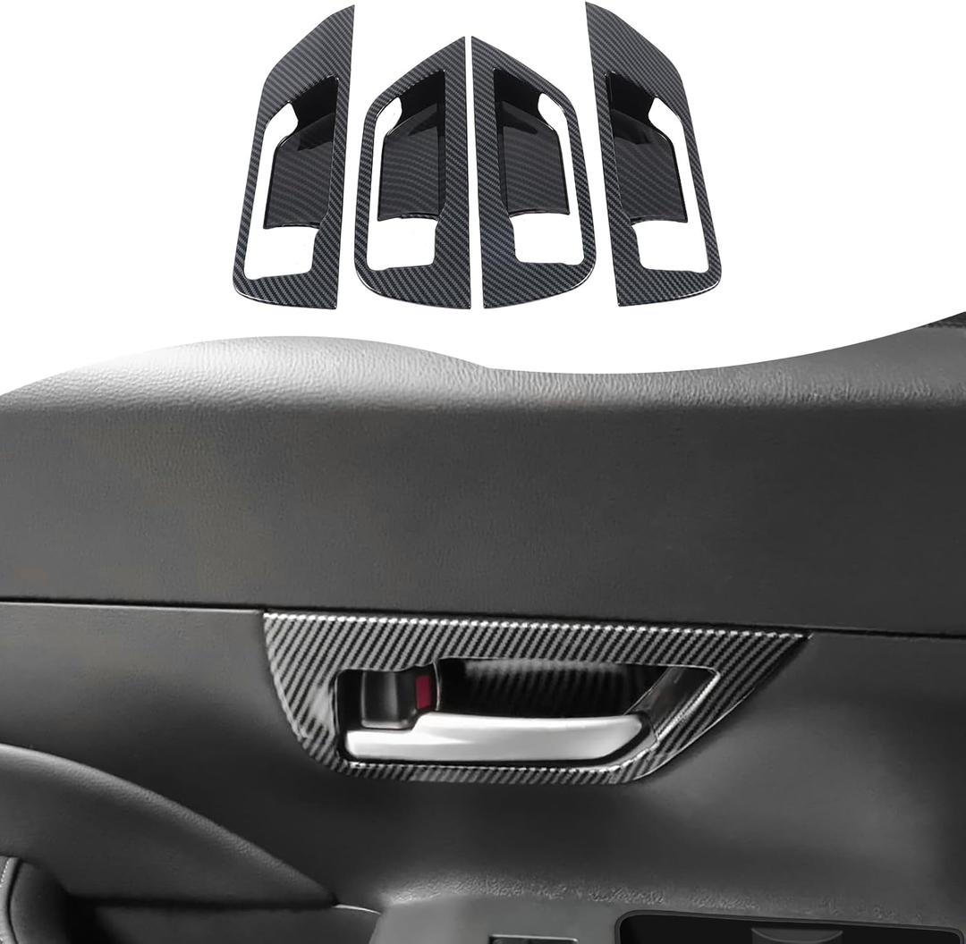 PIUGILH Inner Door Handle Bowl Cover Compatible with Toyota Grand Highlander 2024 2025 Accessories, Interior Protective Inner Door Handle Bowl Frame Cover, Carbon Fiber Color