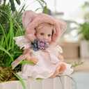 Reborn Baby Doll 12 Inch Full Vinyl Body Realistic Girl with Pink Fox Hat & Hand-Painted Details Cute Animal Doll Gift for Kids