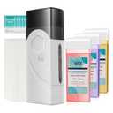Roll On Wax Kit, Portable Wax Roller Kit for Hair Removal, Beginners Waxing Kit Soft Heater for All Skin Types with 3 Pcs 100g Roll on Cartridge, 100 Non-Woven Strips & 10 After Oil Wipes (White)