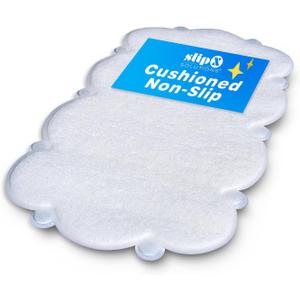 SlipX Solutions Cloud Shaped Kid & Baby Bath Mat for Tub & Shower 17” x 29”, Non-Slip Bathmat, Soft Loofah Cushioning for Sensitive Feet, Built-in Product Protection, Machine Washable, White