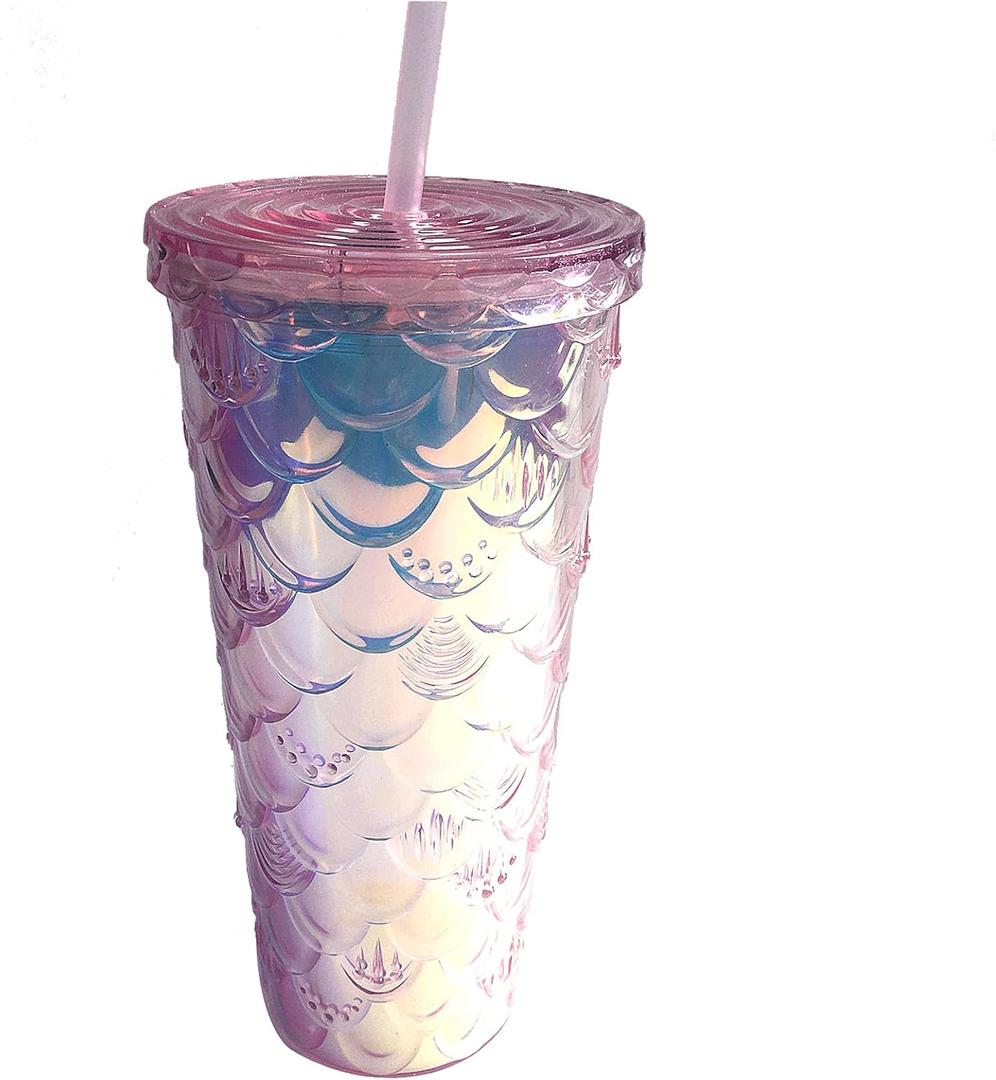 Studded Tumbler with Lid and Straw - 24 Oz Large Insulated Cup, Perfect for Iced Coffee, Cold Drinks or Water