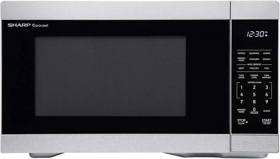 SHARP Countertop Microwave Oven with Removable 12.4" Carousel Turntable, 1000 Watt, 1.1 Cubic Feet, Stainless Steel