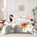 Castle Fairy Botanical Bird Duvet Cover Set Full Size,Modern Nature Printed Bedding Set 2 Pcs for Woman Girls,Minimalist Floral Bird Comforter Cover,Boho Modern Aesthetics Quilt Cover,Not Comforter (Green White)