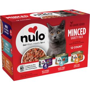 Nulo Variety Flavors Grain-Free Minced Wet Canned Cat Food, 3 Ounce (Pack of 12), Best By DEC 08/2027 