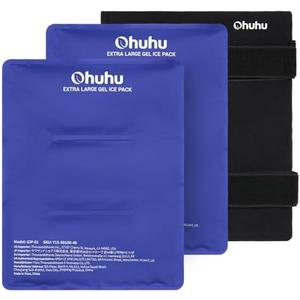 Ice Packs for Injuries 14" X 11": Ohuhu 2 Pack Hot Cold Gel Ice Pack X-Large Reusable Ice Packs with Wrap Flexible Pain Relief for Shoulder Legs Knee Back Hip Aches Injury Muscle Pain-Blue