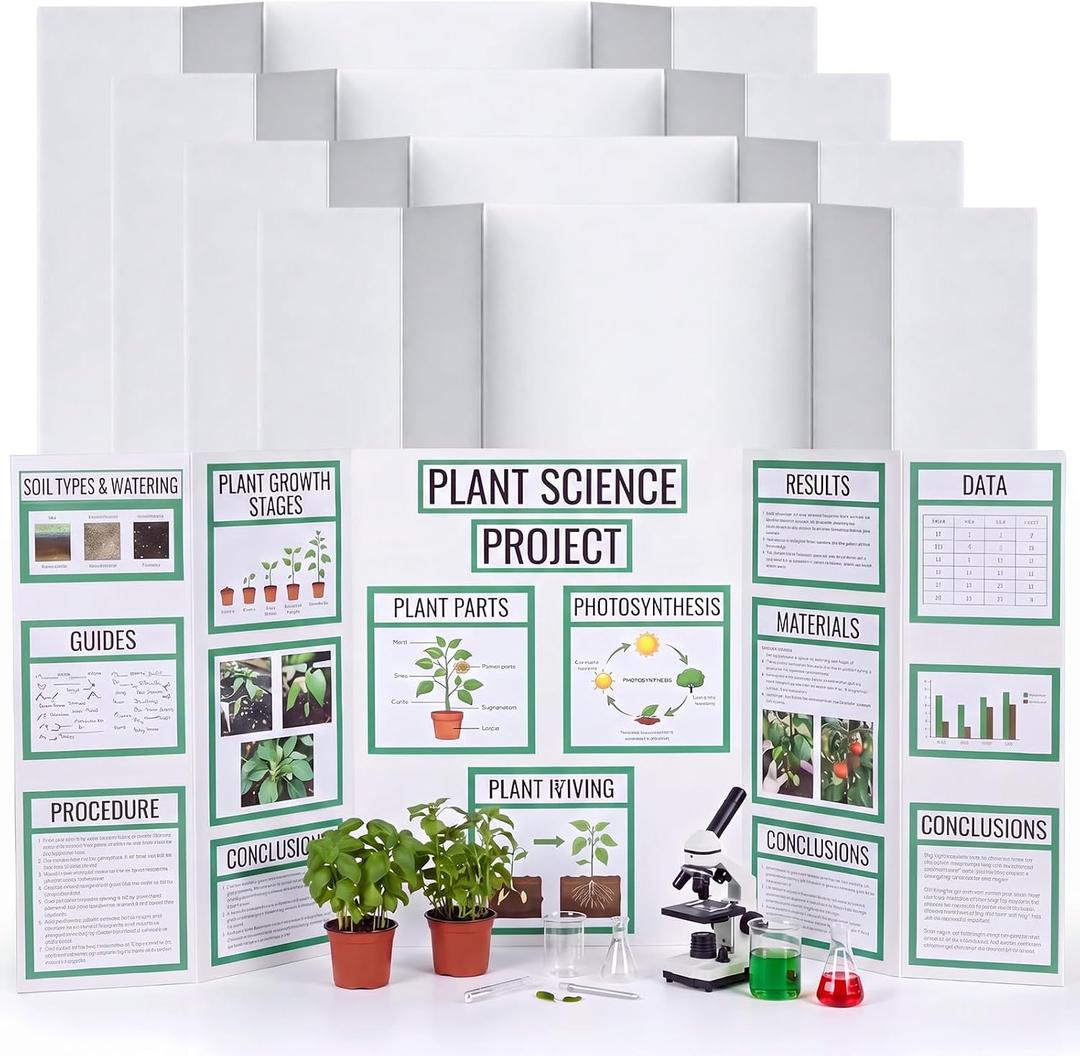 Pentafold Poster Board White Project Boards, 48 x 24'',4 Pack