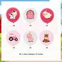 36pcs Pink Farm Animal Balloons Girls, 12 Inch Cow Sheep House Pig Car Donkey Latex Balloons Farm Animal Birthday Party Supplies Pink Farmhouse Baby Shower Decorations for Kids Barnyard Themed Party
