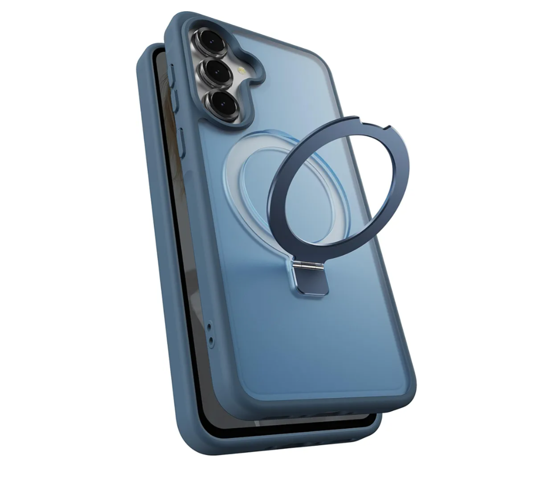 for Samsung Galaxy A36 / A56 Magnetic Phone Case with Kickstand, Compatible with Mag-Safe, Slim Shockproof Translucent Matte Mag-Stand Cover, Built in Kick Stand, Navy Blue