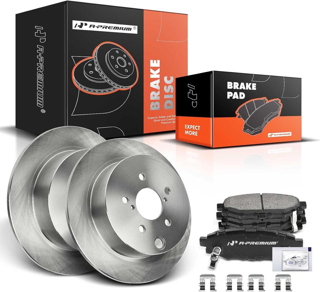 A-Premium 10.78 inch (274 mm) Rear Solid Disc Brake Rotors + Ceramic Pads Kit Compatible with Select Subaru Models - Crosstrek 2016-2020, Forester 2014-2018, Impreza 2012-2020, XV Crosstrek 2013-2015