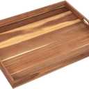 30 x 22 Inch Acacia Wood Serving Tray with Handles for Lap & Couch, Large Serving Platters and Trays for Decor, Party and Bed Wooden Coffee Table Trays for Eating Decorative Serving Tray