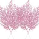 Christmas Glitter Stems 24pcs Artificial Pine Tree Picks for Christmas Tree Ornaments fillers, DIY Xmas Wreath, Crafts, Garland, Holiday, Party, Wedding and Home Decoration (Pink)