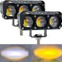 LED Yellow/White Dual Color Motorcycle Driving Fog Lights Bar 2Pcs approx 3.8Inch Offroad Driving Lights Pod Lights Work Auxiliary Lights fit for Motorcycle Truck Vehicle ATV SUV UTV 4WD Boat Tractor