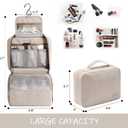Travel Makeup Bag for Women Men, Large Capacity Hanging Toiletry Bag, Cosmetic Bag for Essentials Traveling Accessories(Beige)