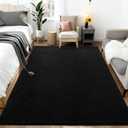 Large Area Rugs for Bedroom Living Room - 6x9 Feet Ultra Soft Black Rug Thickened with Memory-Foam, Solid Modern Minimalist Carpets for Home Decor, Non-Slip and Comfy Nursery Room Rugs