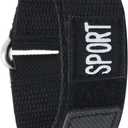 Bandini Nylon Sports Watch Band Strap - 20mm, 22mm, 18mm, 24mm, 26mm - Hook Loop & Fastening - Waterproof - Black, Red, Blue, Green, Orange (Black / Stainless Steel Clasp)