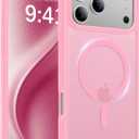 Magnetic for iPhone 17 Pro Case,[Anti-Slip][Compatible with MagSafe][Military Grade Drop Protection] Shockproof Protective Translucent Matte Phone Case for iPhone 17 Pro Case,Pink
