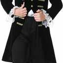 LMYOVE Colonial Costume for Boy, George Washington Costume Set, Historical Founding Fathers Halloween Outfit 6PCS (L(7-9Y), Black)