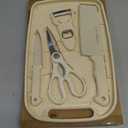 5 in 1 Mini Knife and Cutting Board Set, Small Cutting Board Camping Cutting Board Cutting Board Scissors, Smart Cutting Board and Knife Set, Dorm Kitchen Essentials Travel Knife Set (Wheaten)