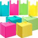 Dunzoom 400 Pcs T Shirt Bags Bulk 12x 20 Inch Plastic Shopping Grocery Carry out Retail Bag with Handles in Bulk for Small Business Supermarket Restaurant Shopping(Bright Color)
