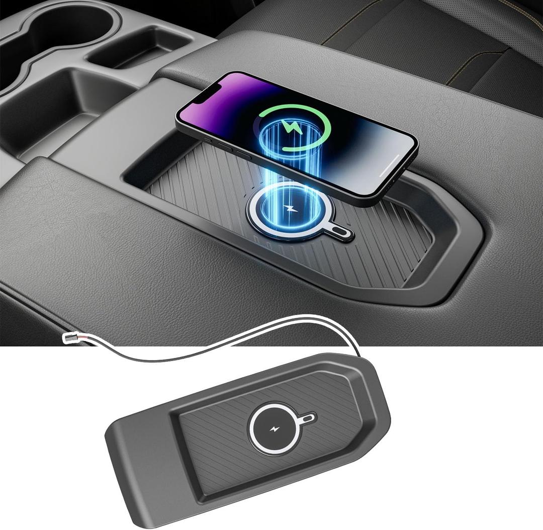 Xipoo Magnetic Wireless Charger Compatible with 2019-2026 Chevy Silverado GMC Sierra 1500 20-26 2500HD 3500HD Wireless Charger Tray Jump Seat Replacement for 2019-2026 Chevy Silverado Accessories