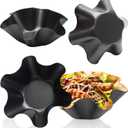 4 Pack Tortilla Pan Set Taco Salad Bowl Maker Molds, Nonstick Large Taco Shell Bowl Tortilla Maker, Carbon Steel Baking Bowls for Home Baking(COLOR:6-Petaled Flower)