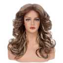 70s Feathered Wigs Synthetic Hair Heat Resistant Fibre Hair Full Wig for Women, Halloween, Retro Cosplay, Daily Party - Brown Highlight
