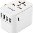 Universal Travel Plug Adapter 30W, TESSAN International Power Adaptor with 1 USB C and 4 USB A Ports, Travel Worldwide Outlet for US to European EU UK AUS (Type C/G/A/I)