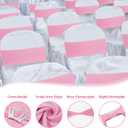 VitalCozy 100 Pcs Spandex Chair Sashes with Crown Buckle Slider Stretch Chair Bands Cover Ties for Wedding, Banquet, Gala, Corporate Event, Birthday Party, Baby Shower(Pink)