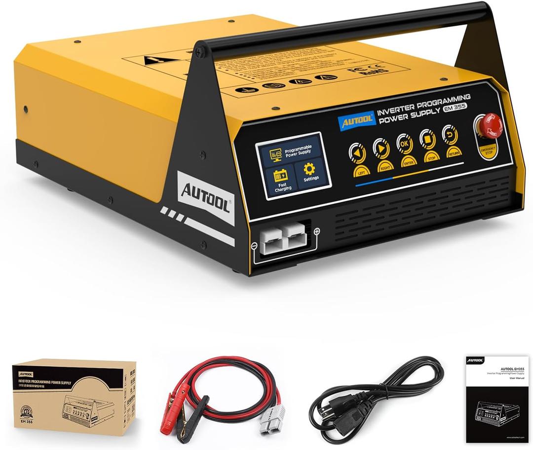 AUTOOL Flash Reprogramming Power Supply 120 Amp, Car Battery Charger with Battery Repair Mode, Flash Reprogrammer & Adjustable Power Supply w/ 6.5ft Cables, HD Display