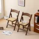 Wooden Folding Chair with Soft Cushion, Simple and Stylish, Comfortable and Durable, Suitable for Weddings, banquets and Events,Classic-Fruitwood, Set of 2