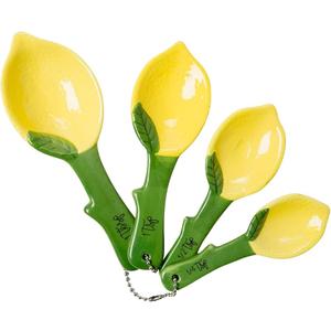 Lemon Ceramic Spoons Set: Lemon Shaped Measuring Spoons: 1 Tablespoon, 1 Teaspoon, 1/2 Teaspoon and 1/4 Teaspoon