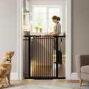 41" Extra Tall Baby Gate With Door, 29.6-40.5 In Wide Dog Gates for Doorways Stairs, Walk Through Large Pet Gate Indoor, Pressure Mounted Child Safety Gates for Kids Puppy Doggie Metal Black