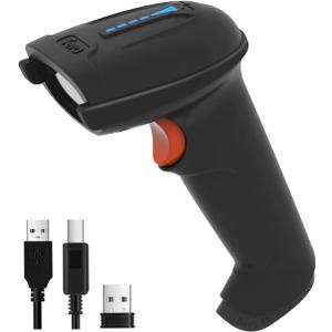 Tera 1D 2D QR Barcode Scanner Wireless and Wired with Battery Level Indicator Digital Printed Bar Code Reader Cordless Handheld Barcode Scanner Compact Plug and Play Model D5100