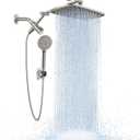 Veken Brushed Nickel Wide Rain Shower Head with 6 Modes Handheld Water Spray, High Pressure Showerhead Combo with Arm, Adjustable Dual Shower with Anti-Clog Nozzles (Standard Flow(2.5GPM))