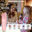 Mini Karaoke Machine for Kids Adults, Birthday Gifts Toys for Girls Ages 4 5 6 7 8 9 10 11 12+ Years Old, Portable Bluetooth Speaker and 2 Wireless Microphones with Disco Lights, Pink