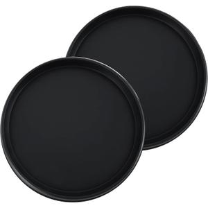 The HC Companies 13 Inch Terrazzo Round Plant Saucer, Lightweight UV-Resistant Plastic Outdoor & Indoor Flower Pot Tray, 2-Pack Plant Pot Trays for Garden & Home Decor, Black Onyx