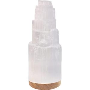 WBM Selenite Crystal Lamp 25cm, Charging Station, Crystals and Healing Stones, Hand Curved Moroccan | Selenite Lamp for Smudging, Healing & Meditation