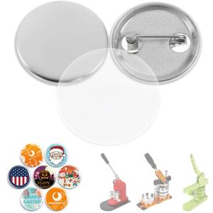 BEAMNOVA 100 Sets 25mm / 0.98 in (Approx. 1 inch) Metal Button Supplies Blanks, for Round Pin Maker Machine, Matte Metallic Back, Hand Press Badge Making Parts